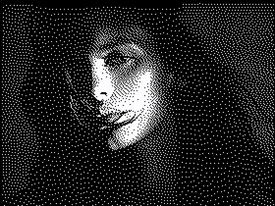 Photograph processed with Stucki dithering using the B&W (2 colors) palette