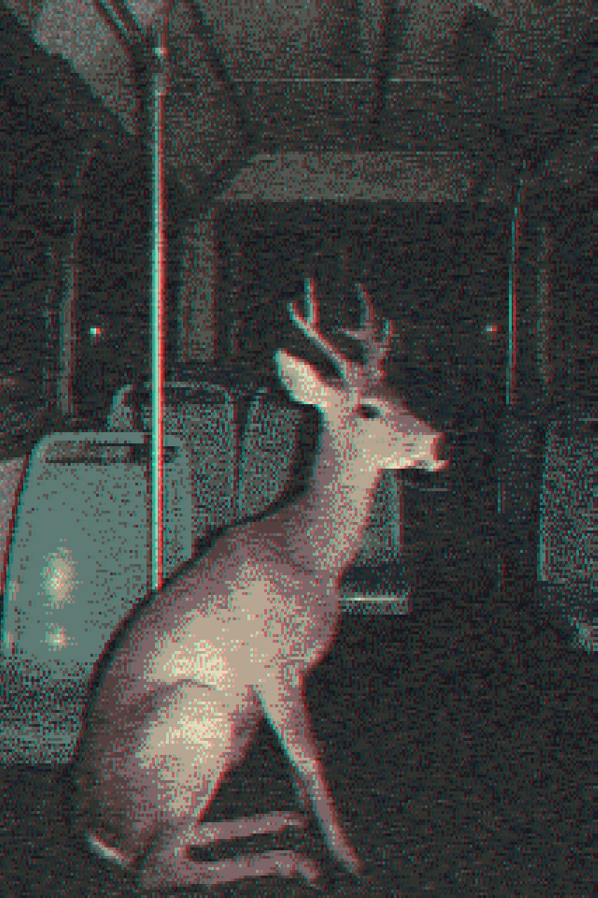 Night Bus, rendered with Floyd-Steinberg dithering and the Custom 12c palette